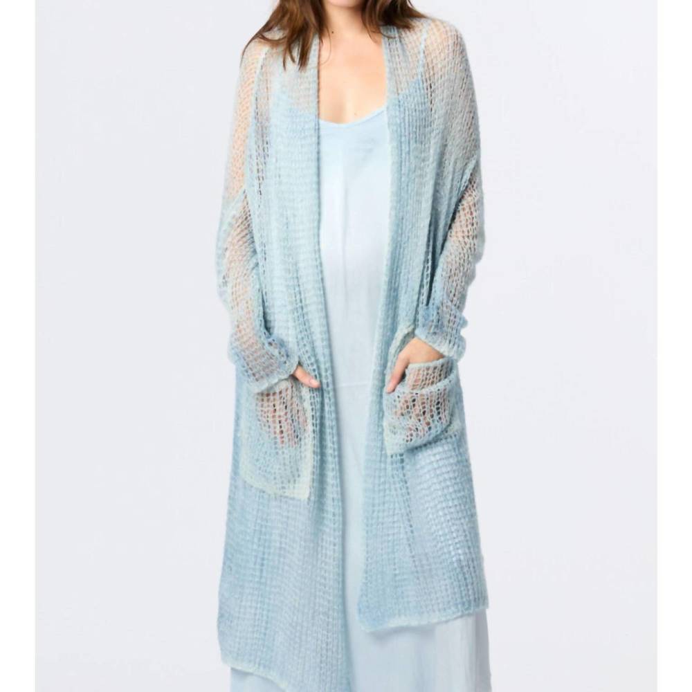 NEW AVANT TOI brushed cashmere shawl open cardigan in myosotis